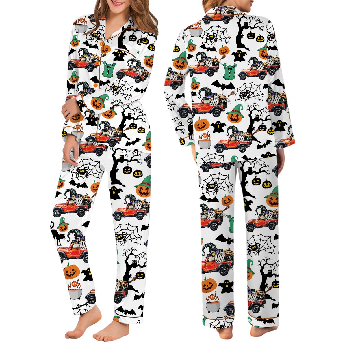 Funny Halloween Construction Pajamas Set Long, Boo-Dozer Toddler Graphic Tee, Cute Bulldozer Halloween
