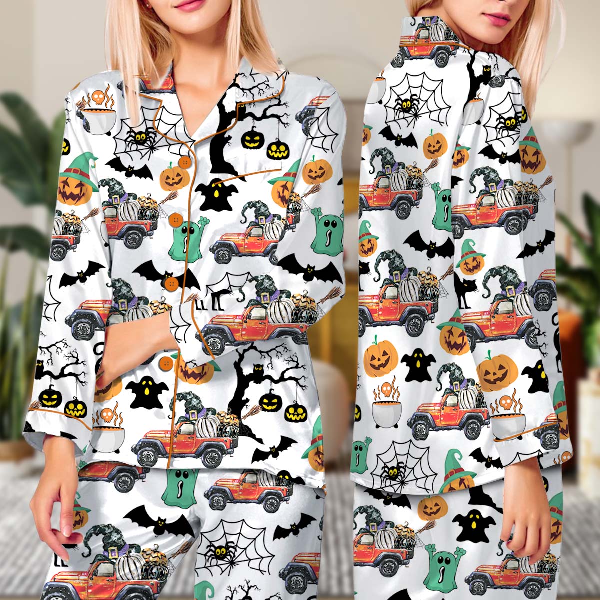 Funny Halloween Construction Pajamas Set Long, Boo-Dozer Toddler Graphic Tee, Cute Bulldozer Halloween - Image 2