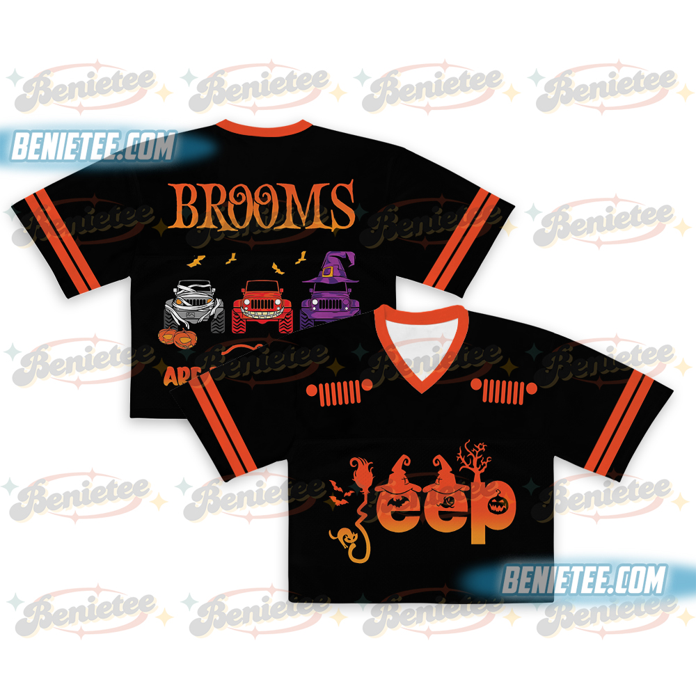 Jeep Witch Squad Halloween Croptop Football Jersey, Sanderson Sisters Jersey, Spooky Season Outfit, Witchy Women's Group Costume, Halloween Party Top