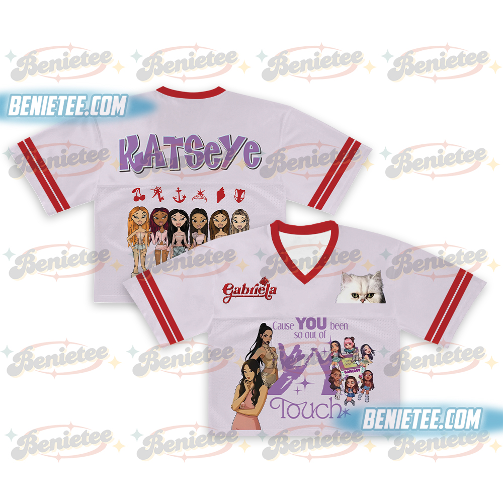 Katseye Crop top Football Jersey, Beautiful Chaos Tee, Eyekon Kpop Fan Merch Sophia, Manon, Lara, Daniela, Megan, Katseye Gnarly Jersey