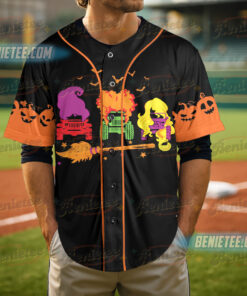 Alternative view of Jeep Witch Squad Halloween Baseball Jersey, Sanderson Sisters Shirt, Spooky Season Outfit, Witchy Women's Group Costume, Halloween Party Top