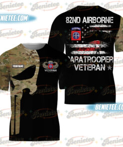 U.S Amy 82nd Airborne Paratrooper Veteran Tee 3D, US Army 82nd Airborne Flag T-Shirt 3D