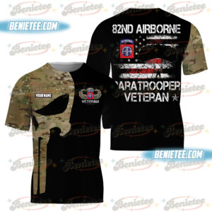 U.S Amy 82nd Airborne Paratrooper Veteran Tee 3D, US Army 82nd Airborne Flag T-Shirt 3D