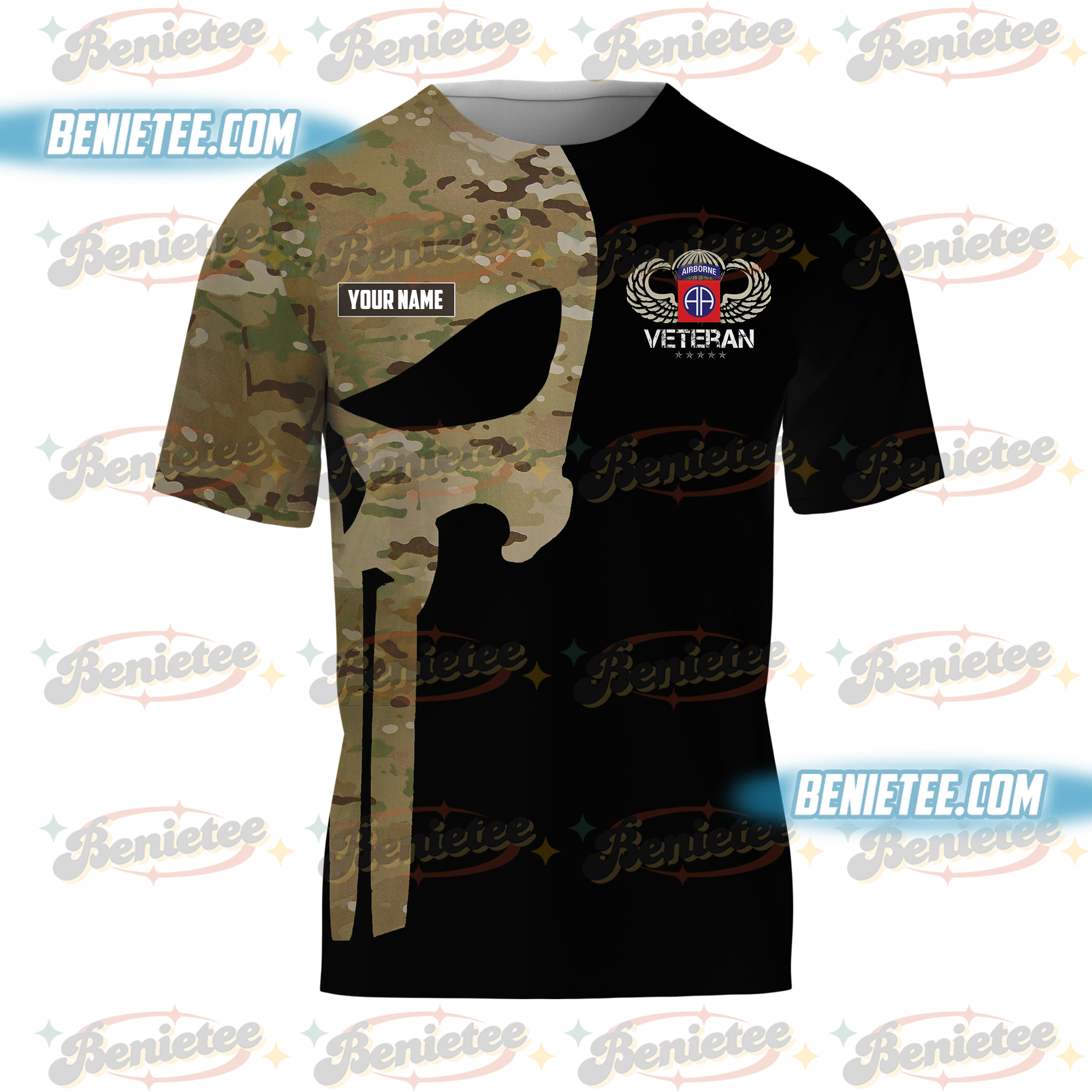 U.S Amy 82nd Airborne Paratrooper Veteran Tee 3D, US Army 82nd Airborne Flag T-Shirt 3D - Image 2