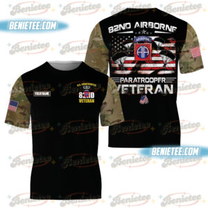 U.S Amy 82nd Airborne Paratrooper Veteran Tee 3D