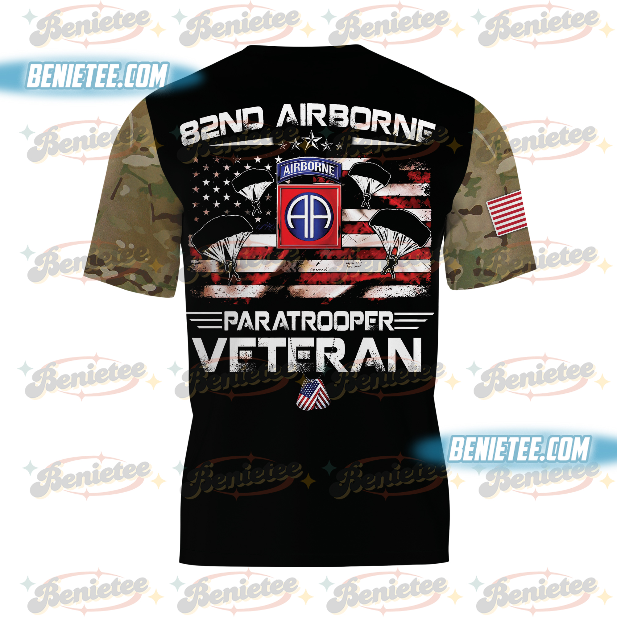 U.S Amy 82nd Airborne Paratrooper Veteran Tee 3D - Image 2