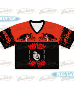 Alternative view of Vintage Lady Gaga Mayhem Ball Tour Croptop Football Jersey, Lady Gaga Shirt