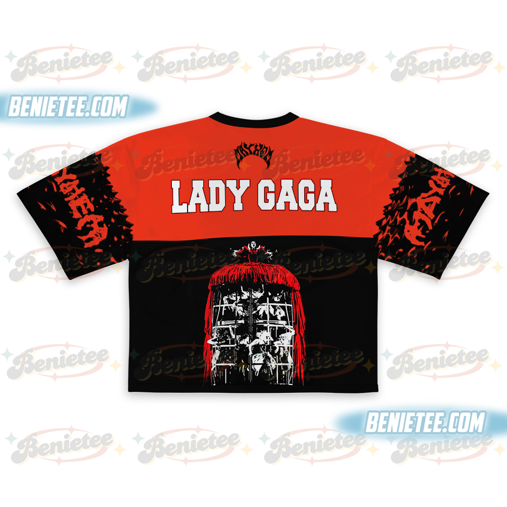 Vintage Lady Gaga Mayhem Ball Tour Croptop Football Jersey, Lady Gaga Shirt - Image 3