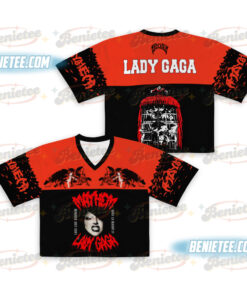 Vintage Lady Gaga Mayhem Ball Tour Croptop Football Jersey, Lady Gaga Shirt