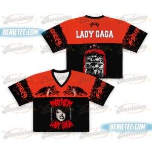 Vintage Lady Gaga Mayhem Ball Tour Croptop Football Jersey, Lady Gaga Shirt