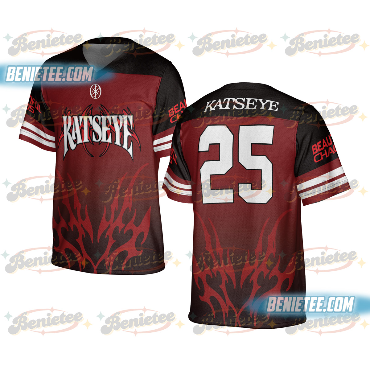 Katseye Beautiful Chaos Tracklist Football Jersey, Katseye Kpop Jersey, Katseye Gnarly Shirt - Image 3