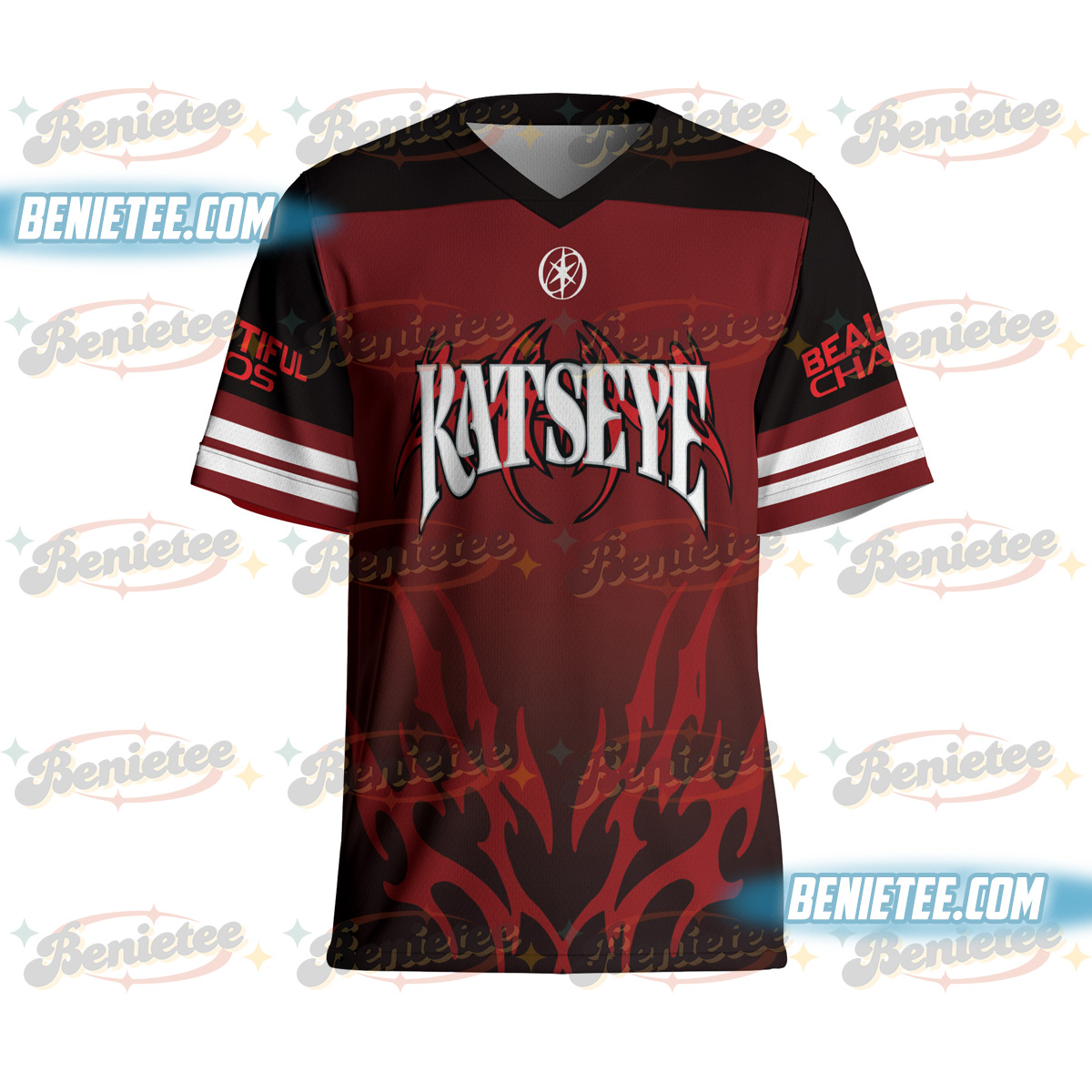 Katseye Beautiful Chaos Tracklist Football Jersey, Katseye Kpop Jersey, Katseye Gnarly Shirt - Image 4