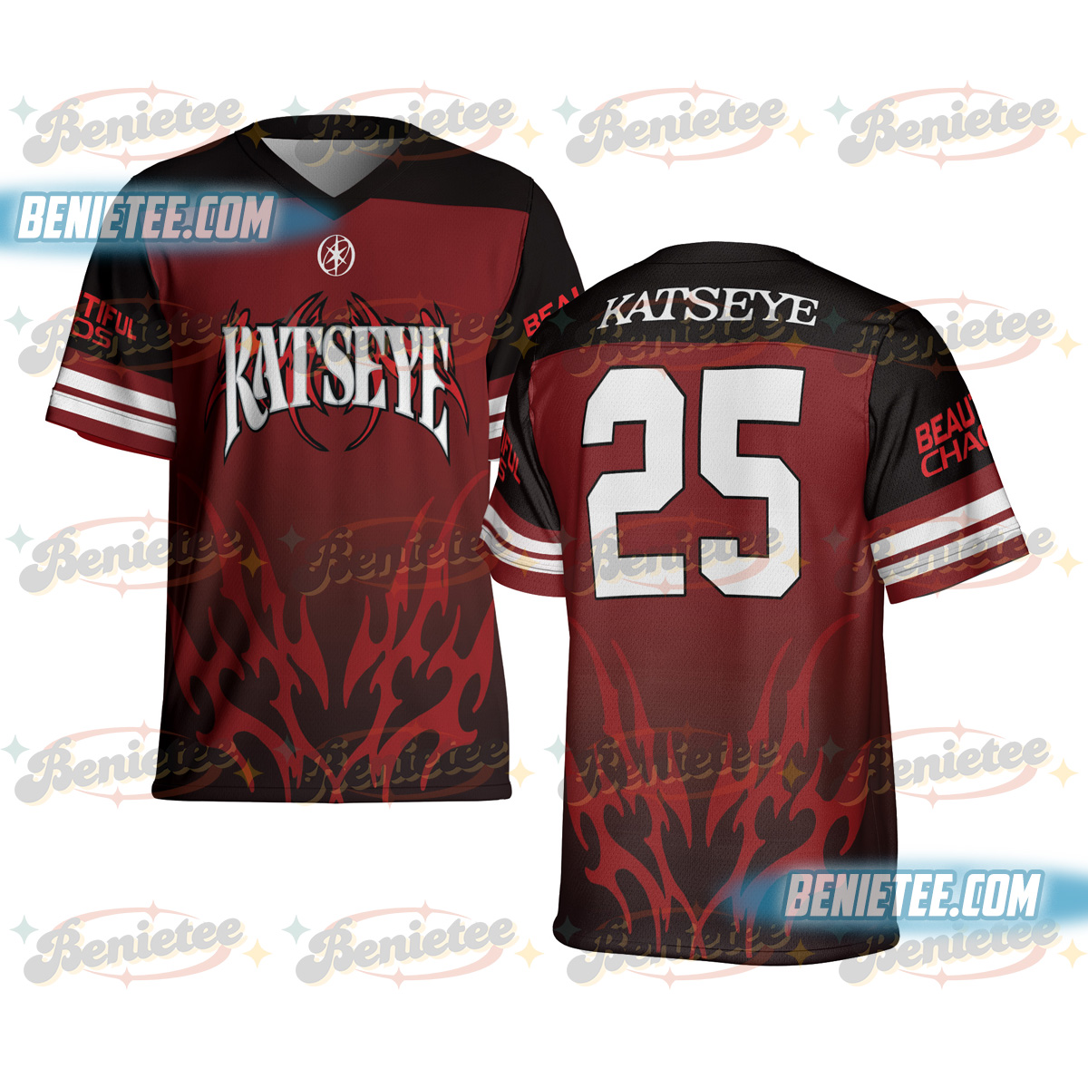 Katseye Beautiful Chaos Tracklist Football Jersey, Katseye Kpop Jersey, Katseye Gnarly Shirt