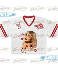 Alternative view of Vintage Sabrina Carpenter Crop top Football Jersey, Pop Music Merch Tee