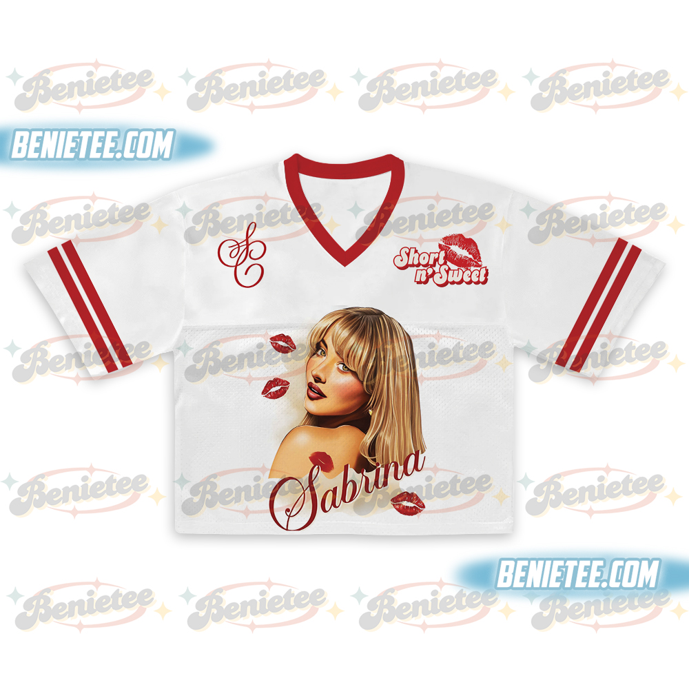 Vintage Sabrina Carpenter Crop top Football Jersey, Pop Music Merch Tee - Image 2