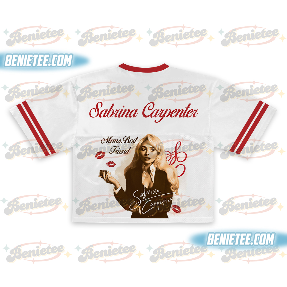 Vintage Sabrina Carpenter Crop top Football Jersey, Pop Music Merch Tee - Image 3
