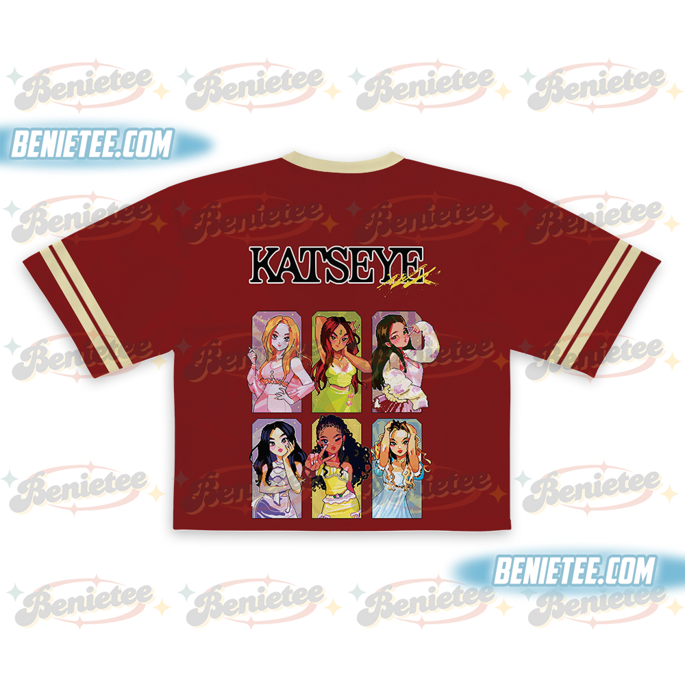 Katseye Crop Top Football Jersey, Beautiful Chaos Tee, Eyekon Kpop Fan Merch Sophia Manon Lara Daniela Megan Katseye Gnarly Jersey - Image 3