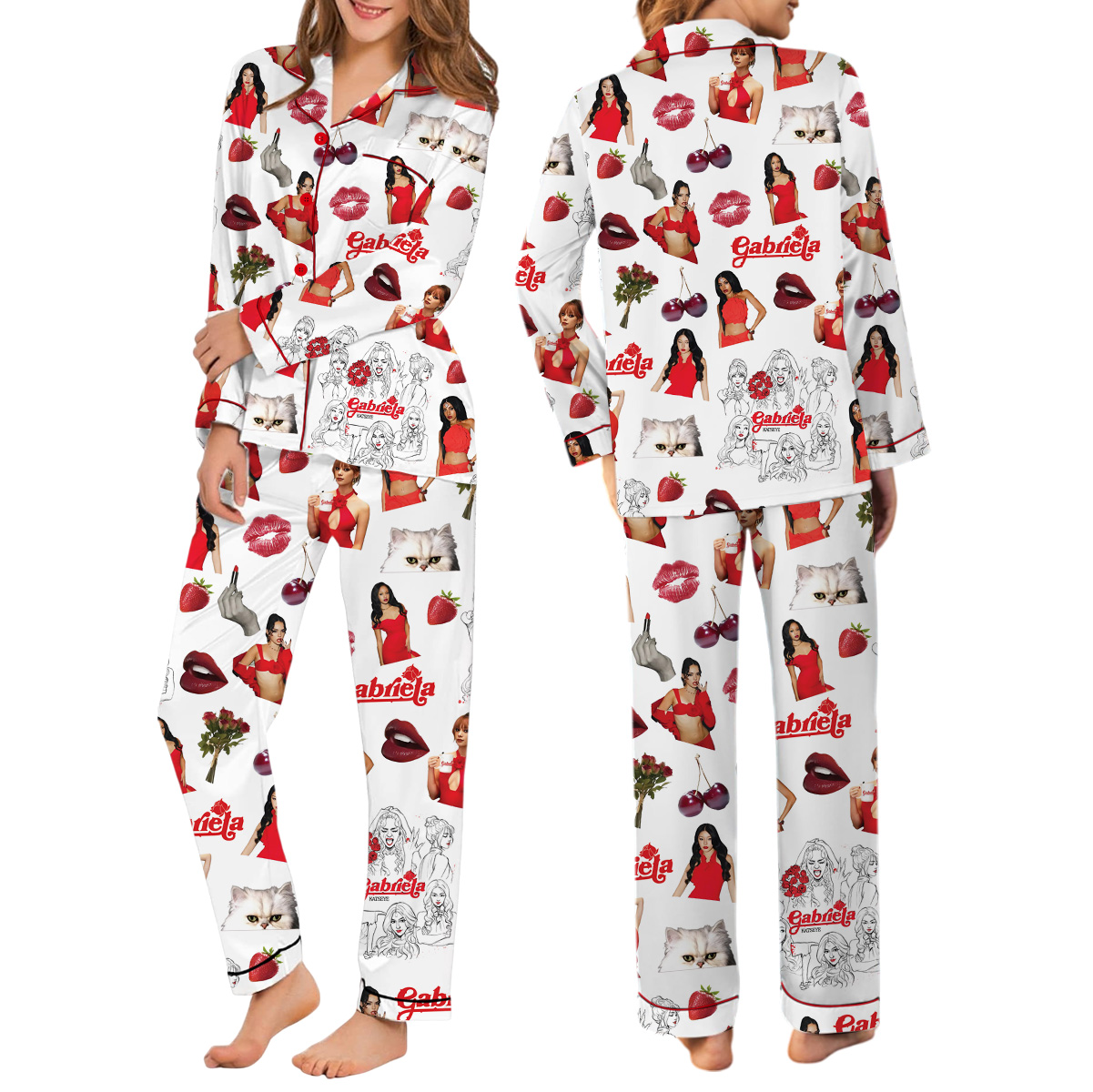 Katseye Pajamas Set, K-Pop Girl Group Pajamas Set Long, Katseye Daniela Lara Manon Megan Sophia Yoonchae Pajamas - Image 2