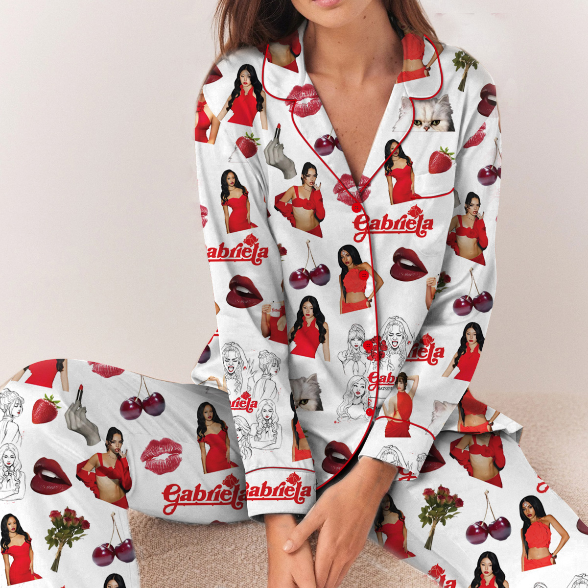 Katseye Pajamas Set, K-Pop Girl Group Pajamas Set Long, Katseye Daniela Lara Manon Megan Sophia Yoonchae Pajamas - Image 3
