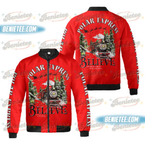 Polar Express Bomber Jacker, Believe Bomber, Christmas Crewneck, Christmas Train Shirt, Winter Warm Cozy Sweater, Family Christmas Jumper