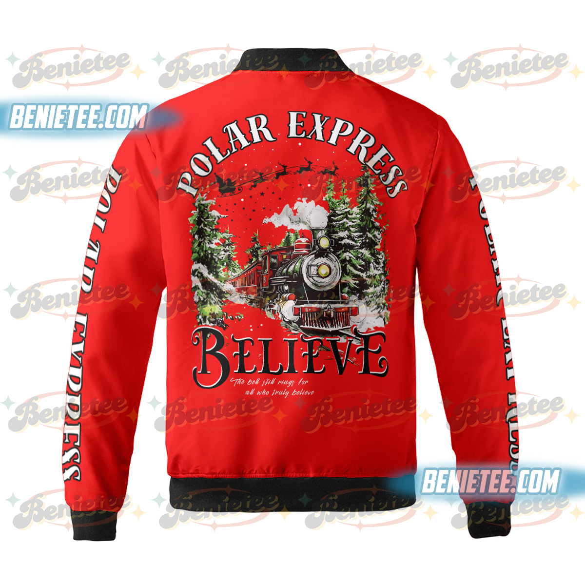 Polar Express Bomber Jacker, Believe Bomber, Christmas Crewneck, Christmas Train Shirt, Winter Warm Cozy Sweater, Family Christmas Jumper - Image 3