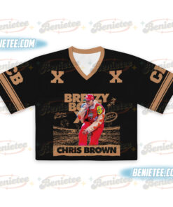 Alternative view of Vintage Chris Brown Tour Breezy Bowl XX Football Jersey Croptop, Music Tour Shirt, Chris Brown Baby Tee, Chris Brown Middle Finger Shirt