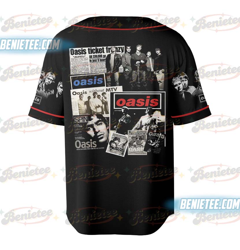 Oasis Rock Band Streetwear Baseball Jersey, 90s Hip Hop Vintage Shirt - Image 3