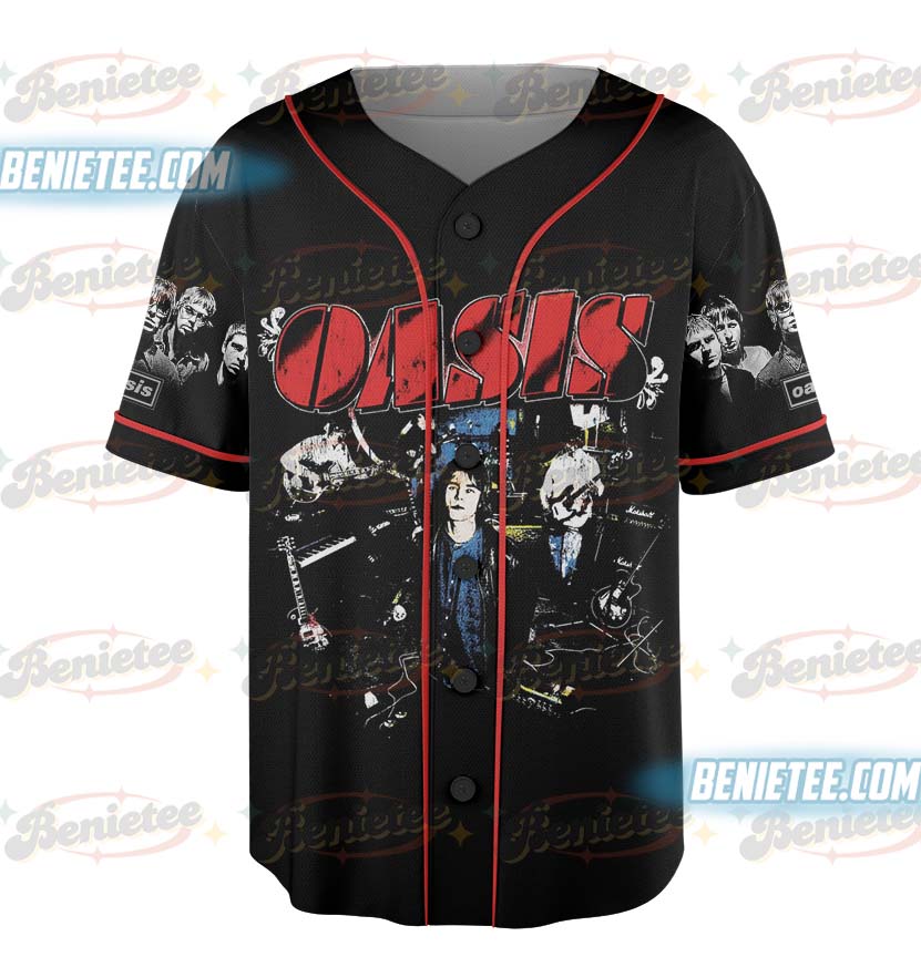 Oasis Rock Band Streetwear Baseball Jersey, 90s Hip Hop Vintage Shirt - Image 4
