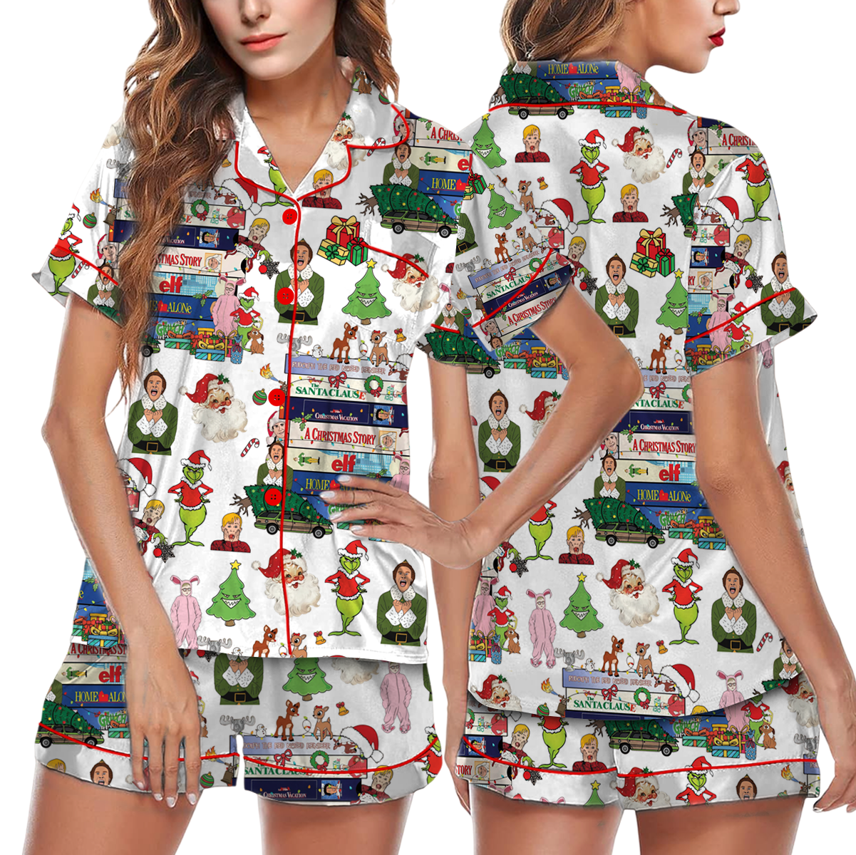 90s Style Christmas Pajamas Set Short, Christmas Movies Pajamas, VHS Tapes, 90s VHS tee, 90s Christmas shirt, Funny Christmas Movie