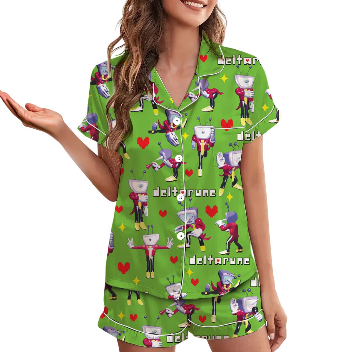 Tenna Deltarune Game Pajamas Set Short, It’s TV Time Meme PJM, Funny Tenna Fan Tee, DTG Video Game Shirt, Unisex Gamer Gift Shirt - Image 3