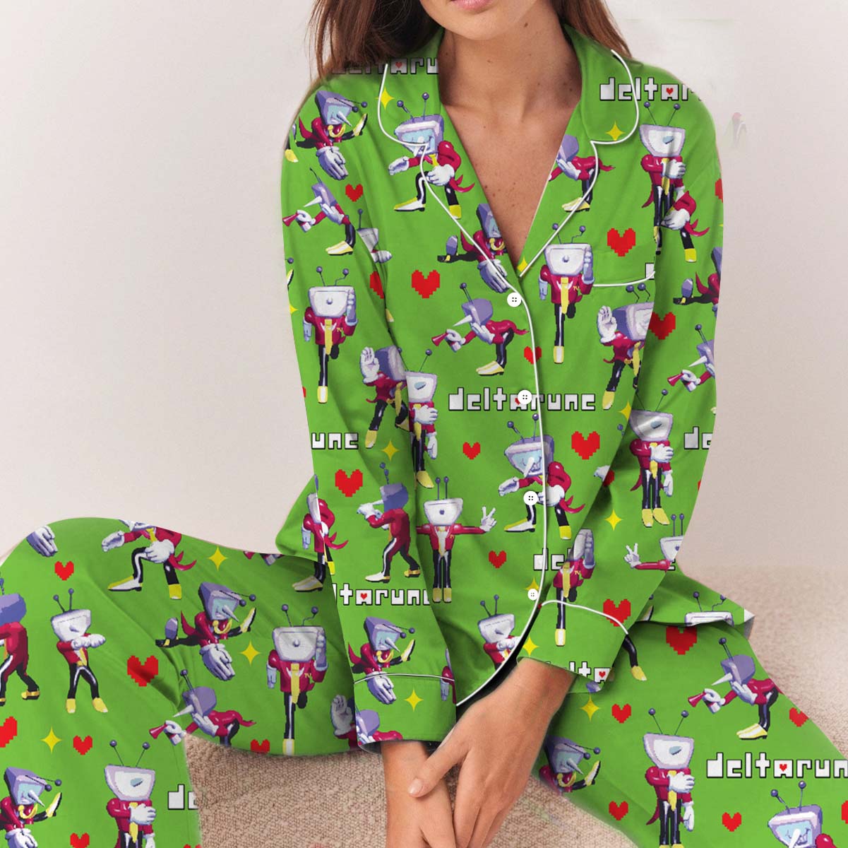 Tenna Deltarune Game Pajamas Set Long, It’s TV Time Meme PJM, Funny Tenna Fan Tee, DTG Video Game Shirt, Unisex Gamer Gift Shirt - Image 2