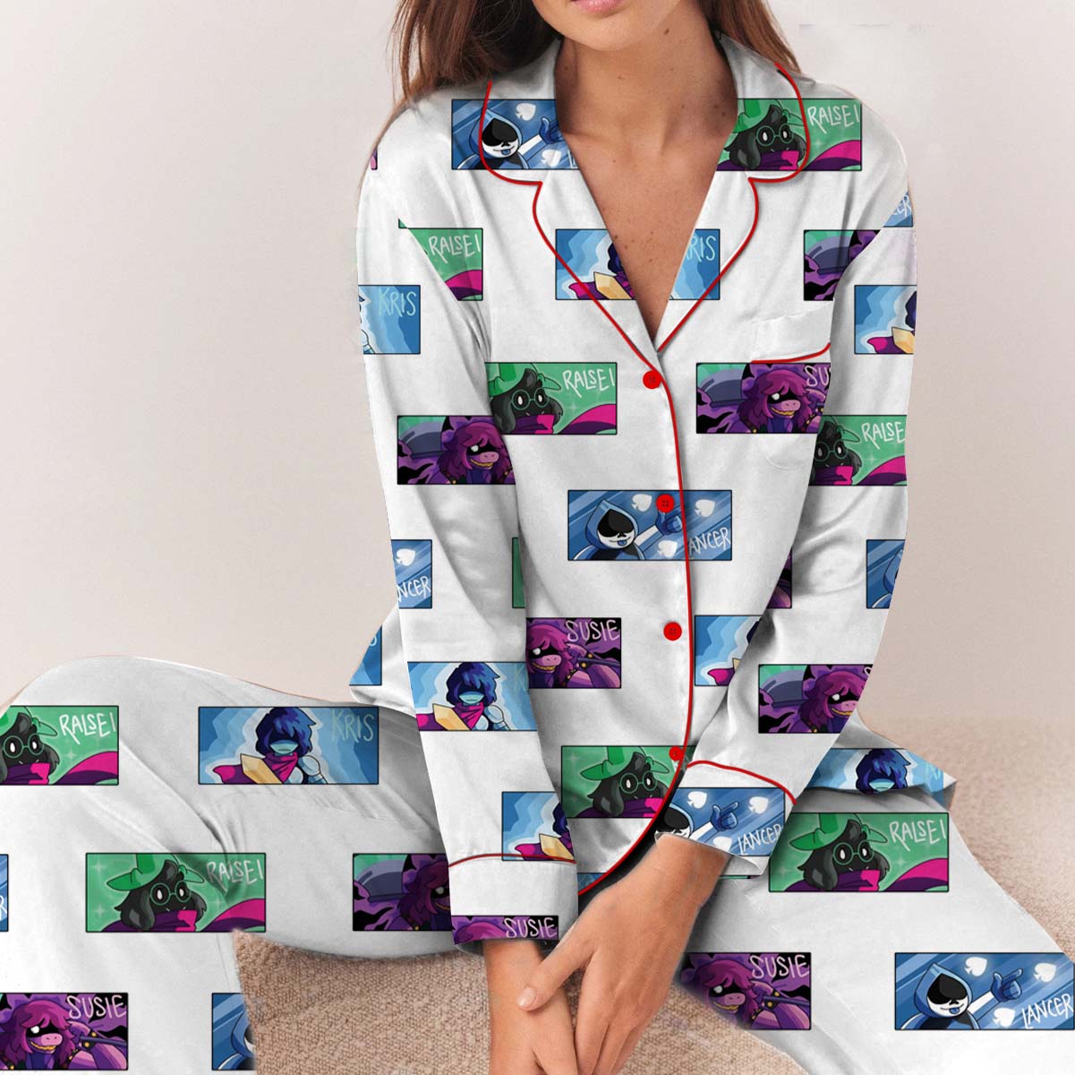 Deltarune Pixel Art Alpha Pajamas Set Long, Retro 8-Bit Style, Funny Gamer Gift, Geek Humor, Unisex Vintage Tee - Image 2