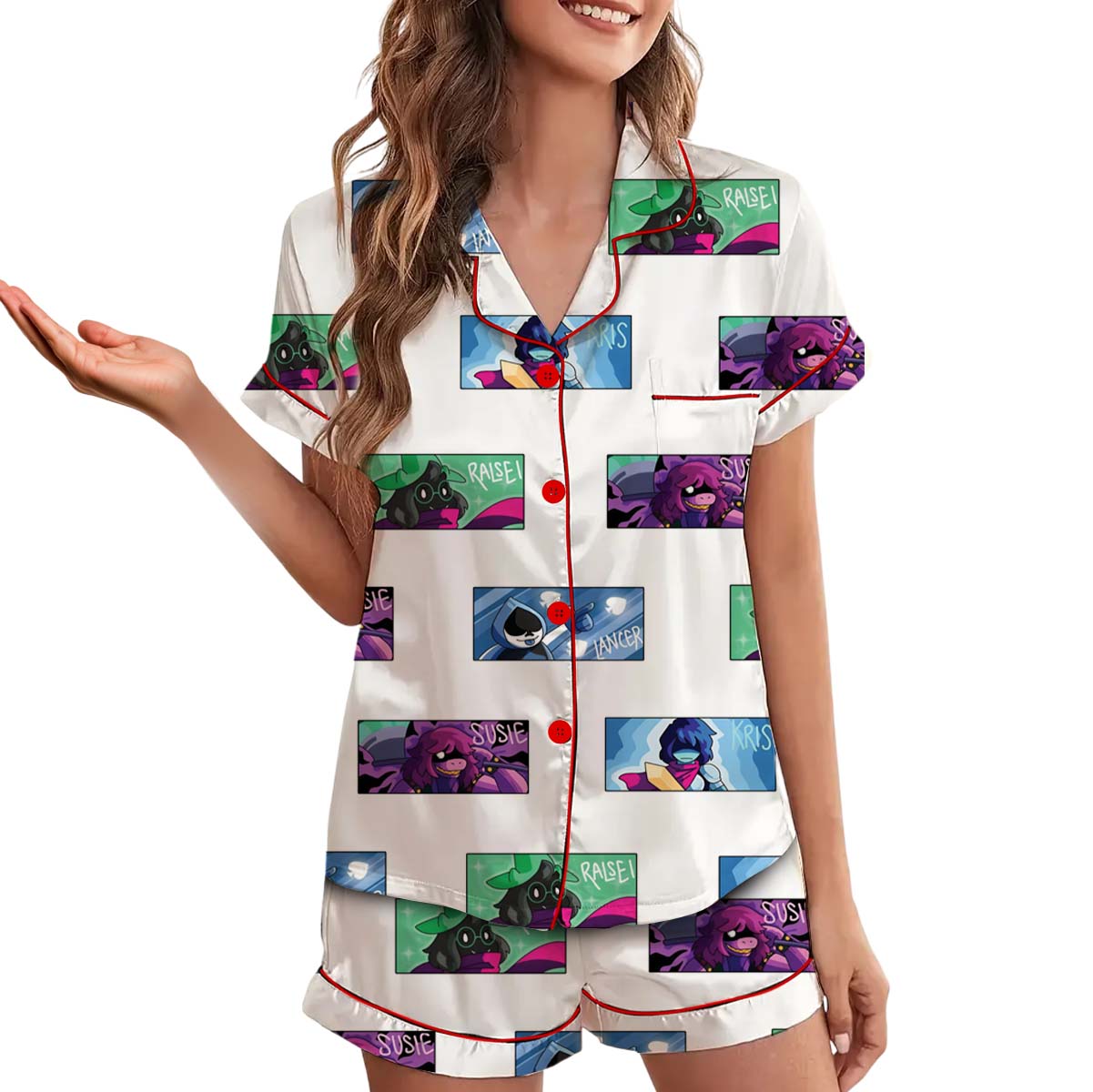 Deltarune Pixel Art Alpha Pajamas Set Short, Retro 8-Bit Style, Funny Gamer Gift, Geek Humor, Unisex Vintage Tee - Image 3