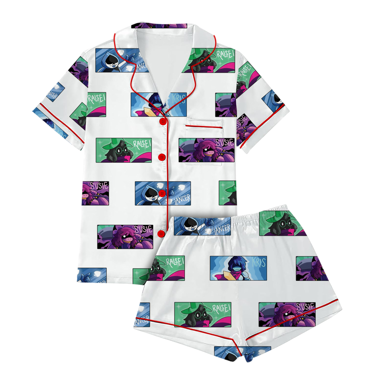 Deltarune Pixel Art Alpha Pajamas Set Short, Retro 8-Bit Style, Funny Gamer Gift, Geek Humor, Unisex Vintage Tee - Image 2