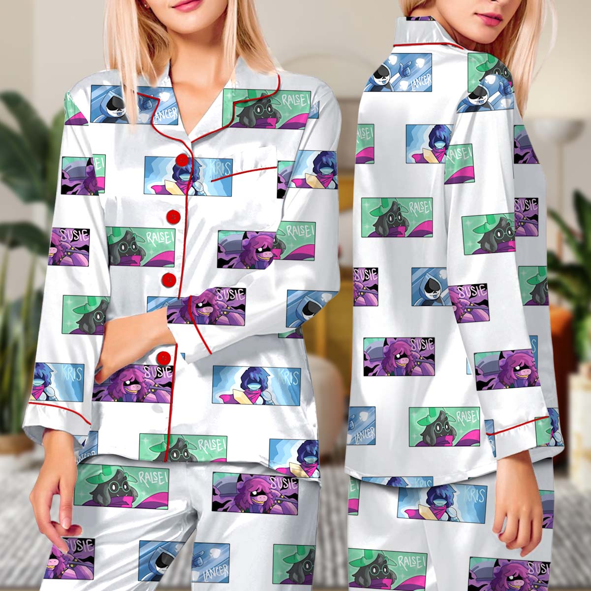 Deltarune Pixel Art Alpha Pajamas Set Long, Retro 8-Bit Style, Funny Gamer Gift, Geek Humor, Unisex Vintage Tee