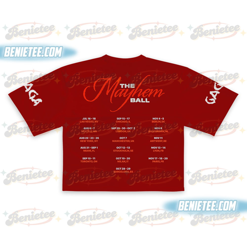 Lady Gaga Mayhem Ball Tour Football Jersey Croptop, Lady Gaga Jersey - Image 3