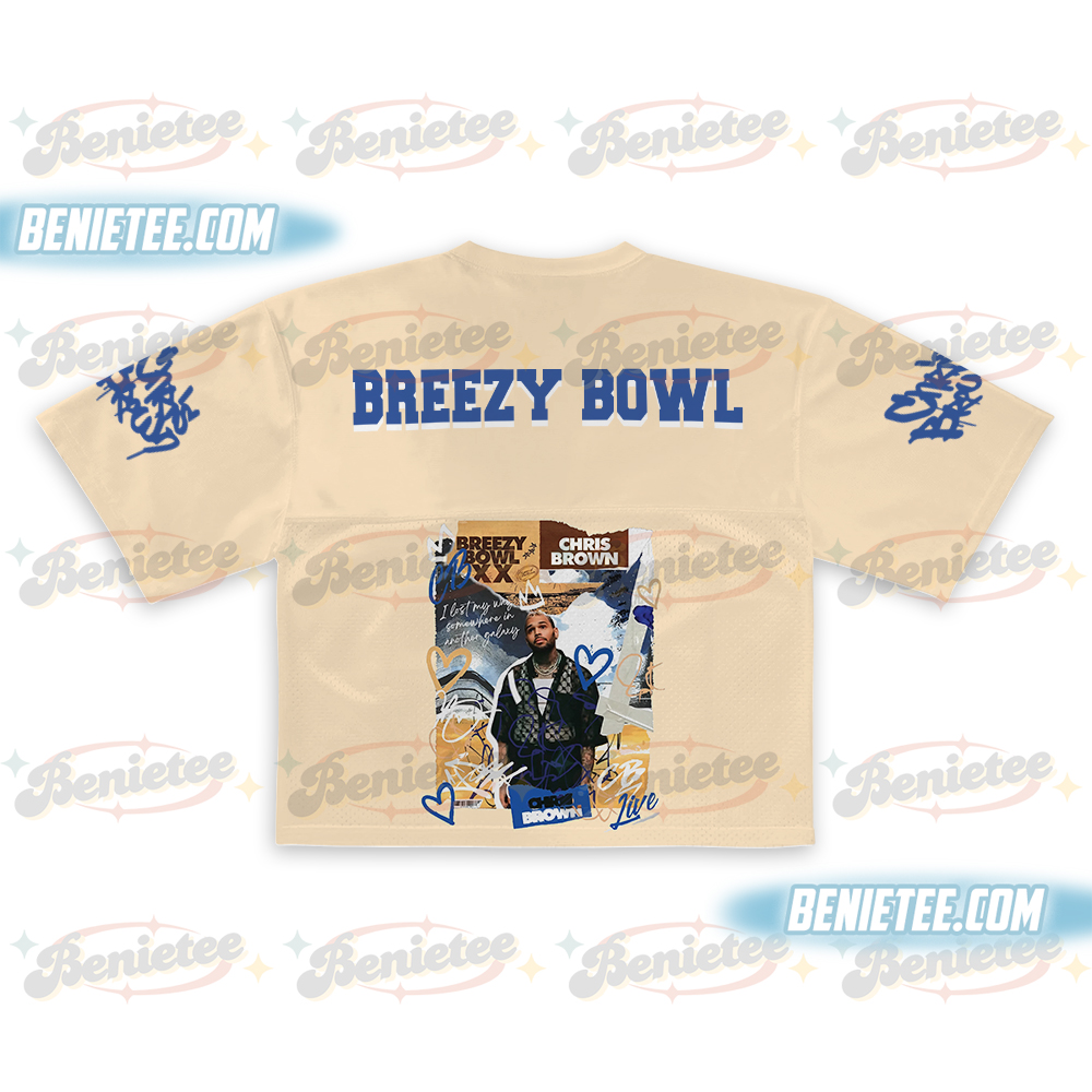 Vintage Breezy Bowl Croptop Football Jersey, Chris Brown Middle Finger Shirt, Concert 2025 Shirt - Image 3