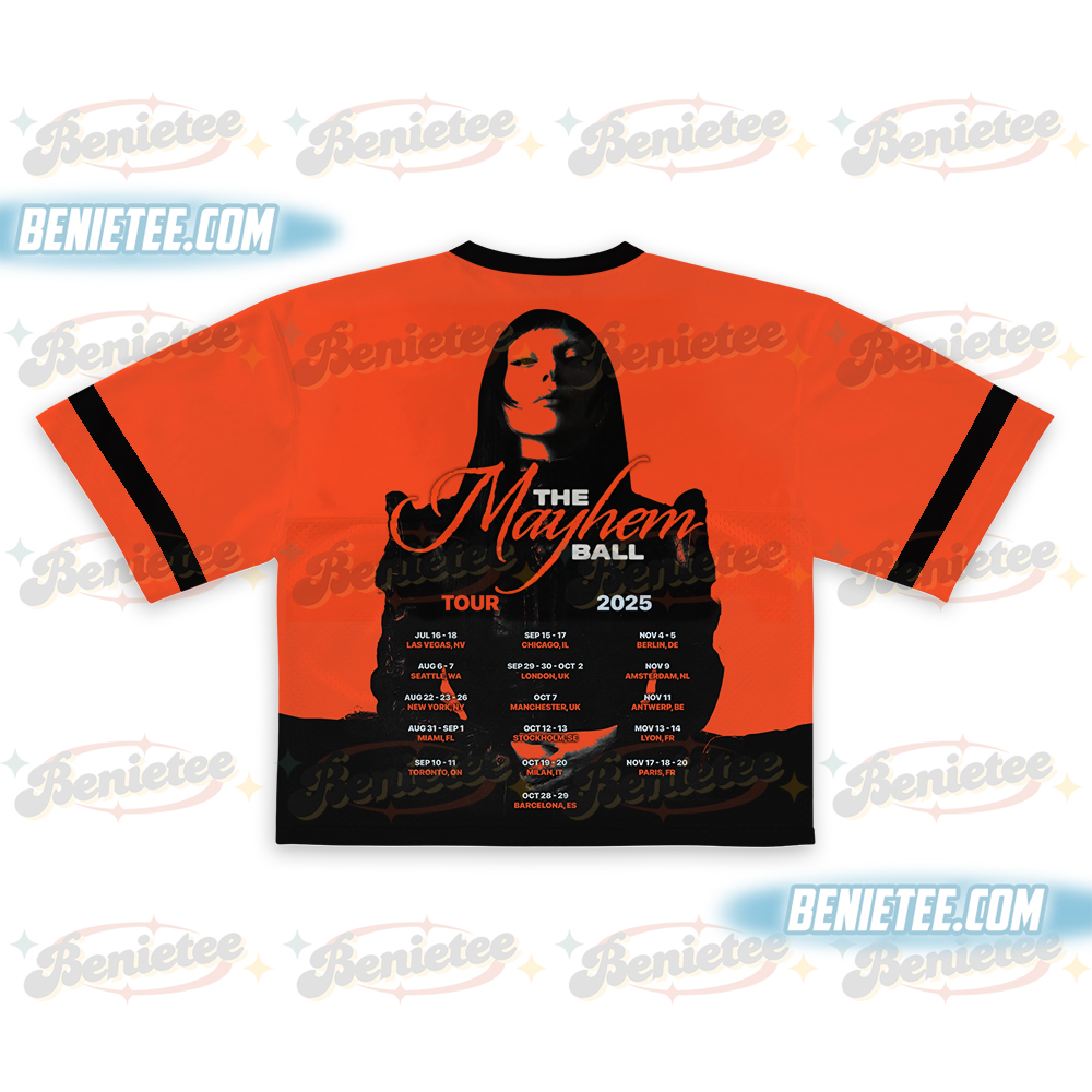 Mayhem Tour Football Jersey, Lady gaga Shirt, Pop Music Lover Shirt, Gift for Little Monster, Mayhem Shirt - Image 3