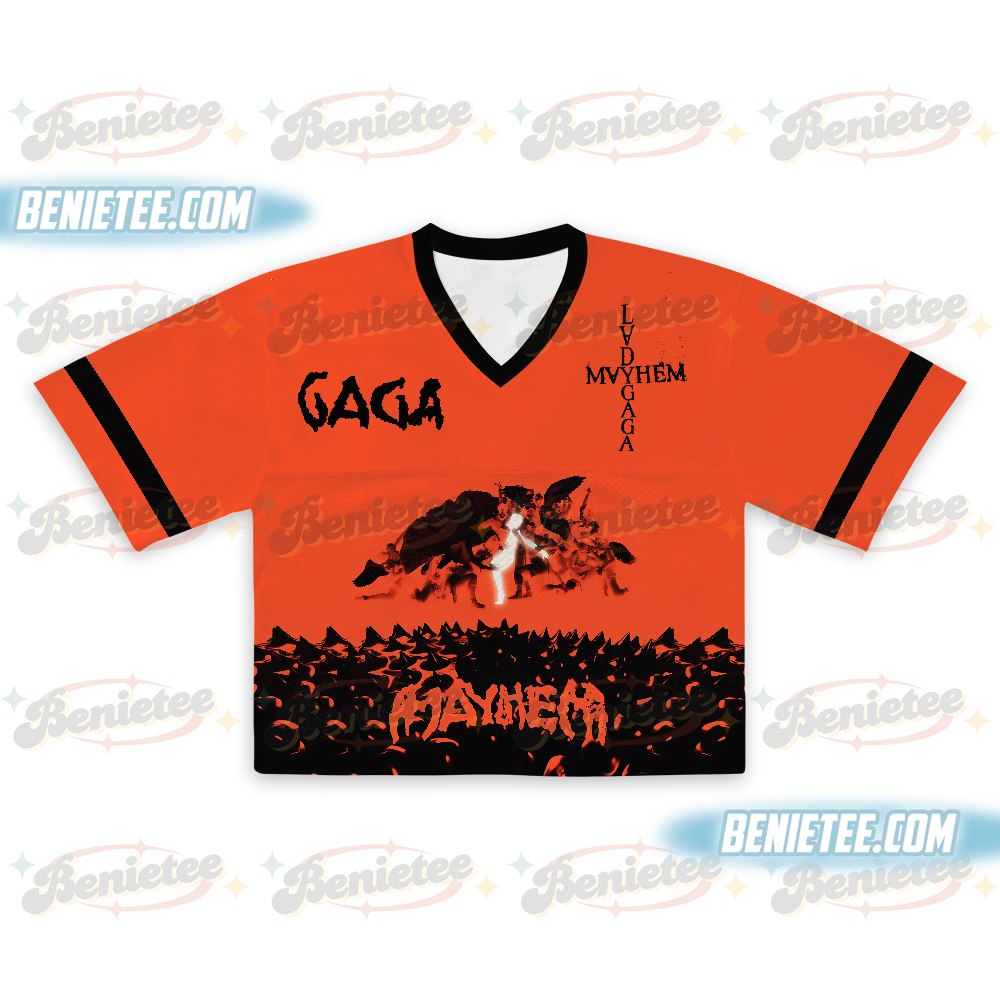 Mayhem Tour Football Jersey, Lady gaga Shirt, Pop Music Lover Shirt, Gift for Little Monster, Mayhem Shirt - Image 2