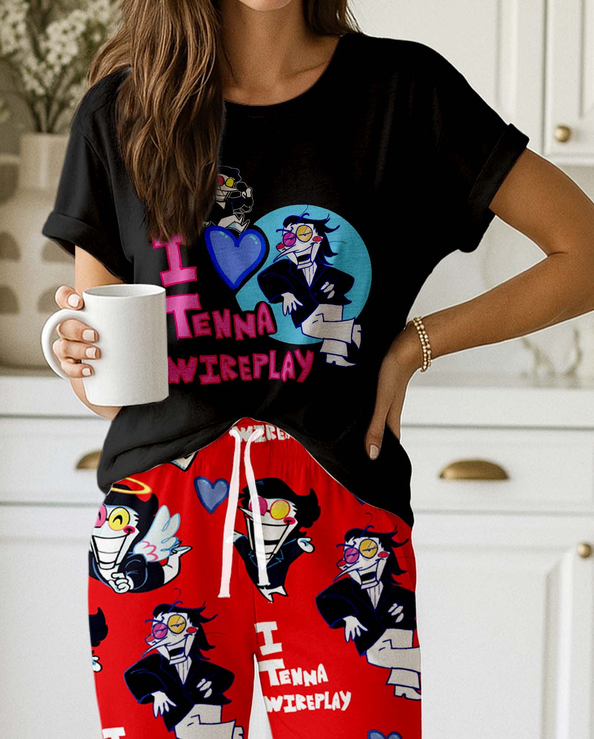 Spamton Pajama Set, Deltarune Inspired Sleepwear, Funny Chibi Print Lounge Set for Fans - Image 5