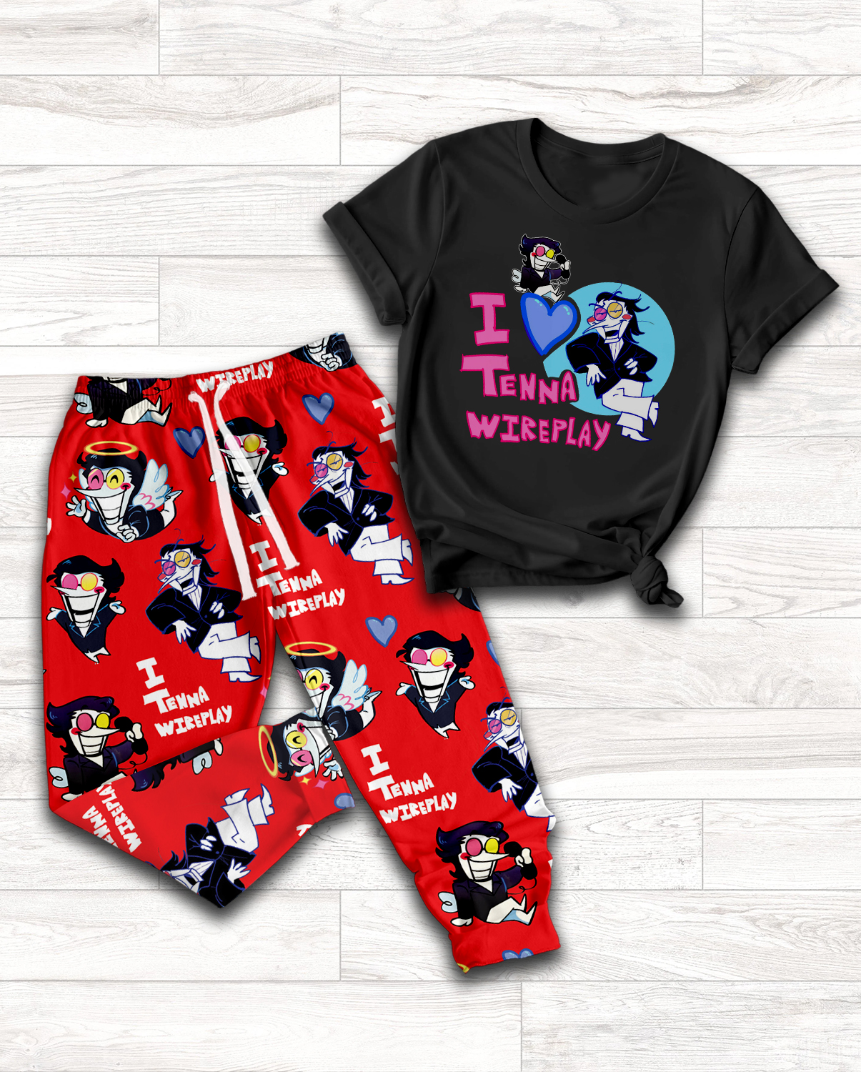 Spamton Pajama Set, Deltarune Inspired Sleepwear, Funny Chibi Print Lounge Set for Fans - Image 4