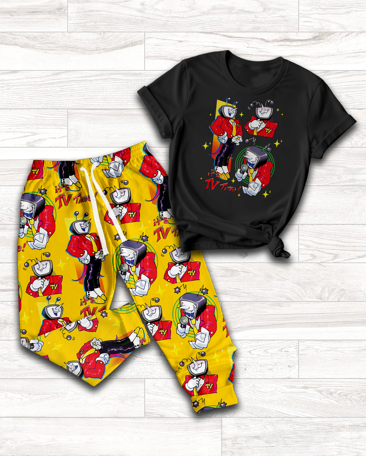 Tenna Deltarune Game Pajamas Set, It’s TV Time Meme Pajamas, Funny Tenna Fan Tee, DTG Video Game Shirt - Image 4