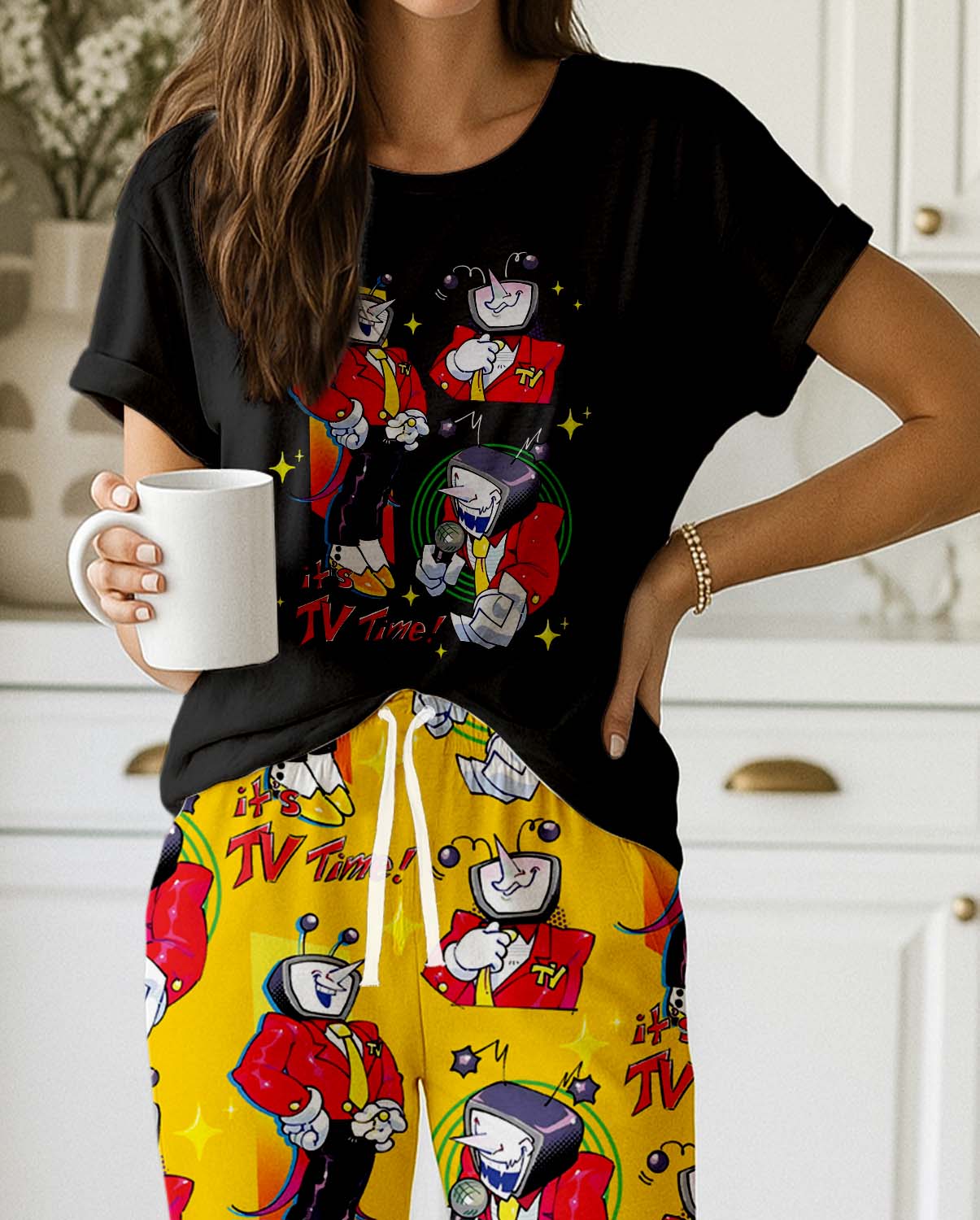 Tenna Deltarune Game Pajamas Set, It’s TV Time Meme Pajamas, Funny Tenna Fan Tee, DTG Video Game Shirt - Image 5