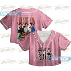 Jonas Brothers Floral Tape Baseball Jersey Croptop, Retro Cassette Album Tee, Boy Band Graphic Shirt