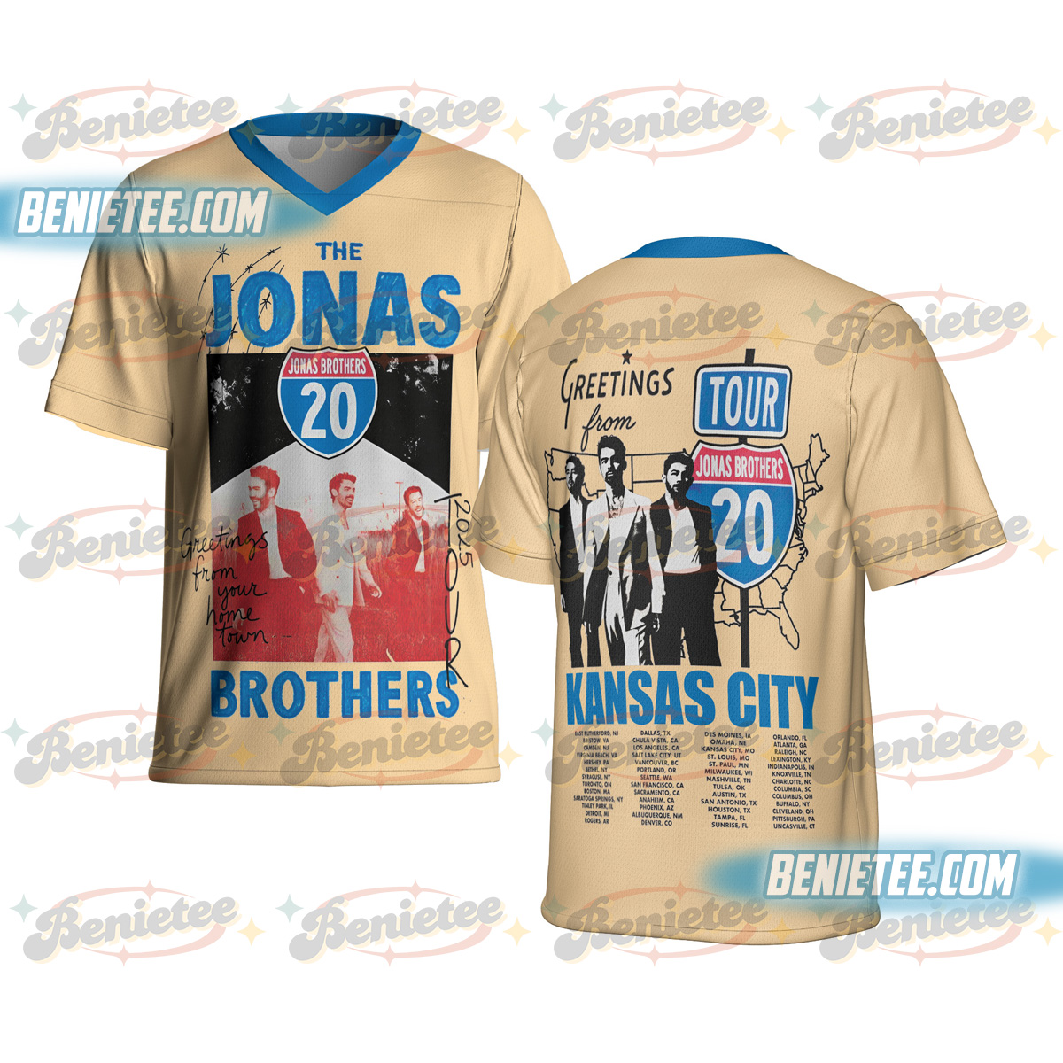 Vintage Style Jonas Brothers Concert Football Jersey
