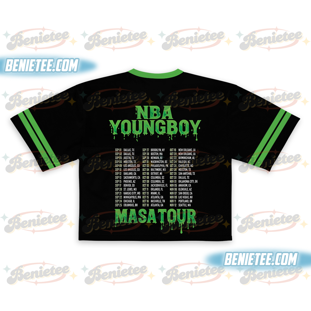 Youngboy Hiphop Vintage Crop top Football Jersey, NBA Youngboy 2025 Masa Tour Jersey, NBA Youngboy Masa Albums Shirt - Image 3