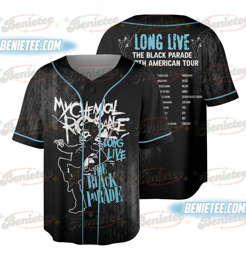 Vintage My Chemical Romance Baseball Jersey, 2025 Black Parade Tour MCR Band