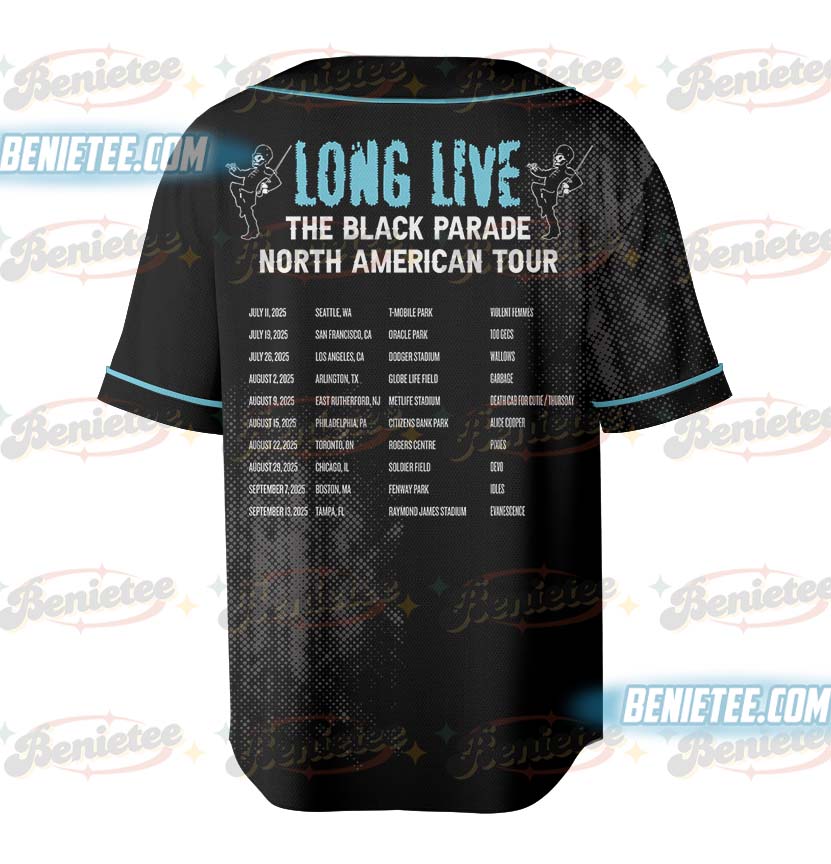 Vintage My Chemical Romance Baseball Jersey, 2025 Black Parade Tour MCR Band - Image 3