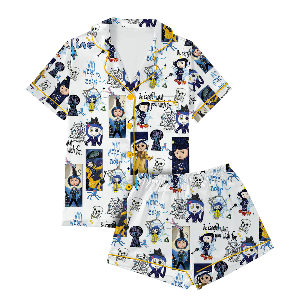 Coraline Halloween Pajamas Set, Coraline Fan Tee, Spooky Character Pajamas - Image 4