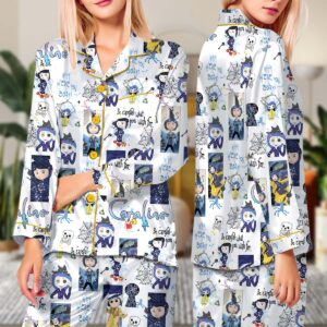 Coraline Halloween Pajamas Set Long, Coraline Fan Tee, Spooky Character Pajamas